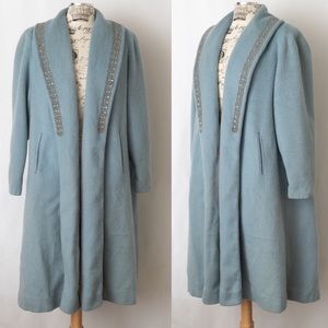 Vintage 1950s Blue Wool Swing Coat By Milium